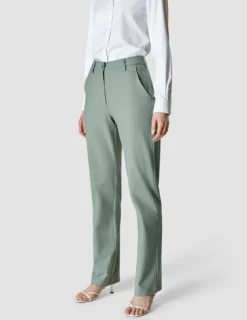 Essential Pants Straight Calm Green Melange