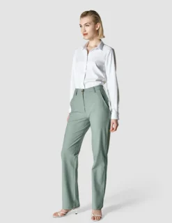 Essential Pants Straight Calm Green Melange