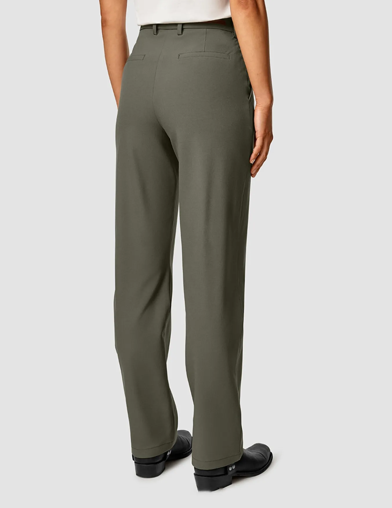Essential Pants Straight Dark Olive