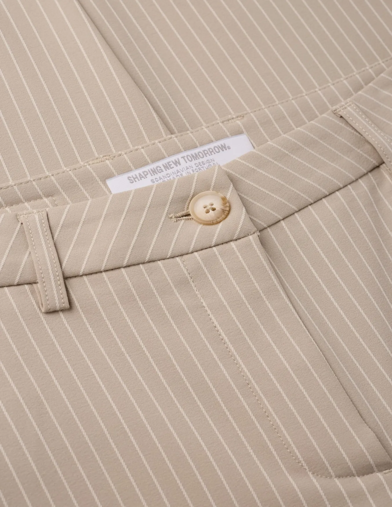 Essential Pants Straight Island Sand Pinstripe