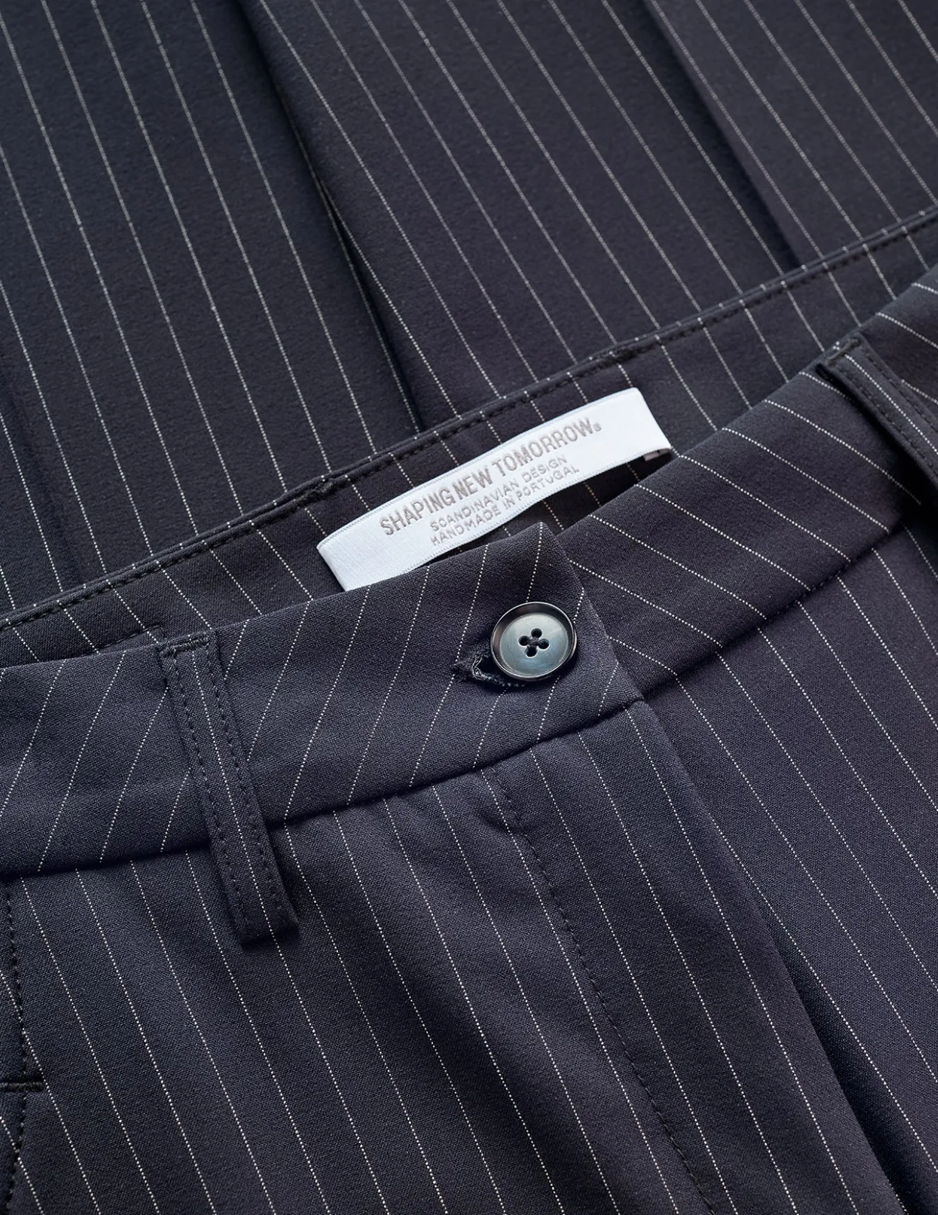 Essential Pants Straight Navy Pinstripe