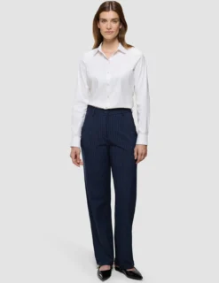 Essential Pants Straight Navy Pinstripe