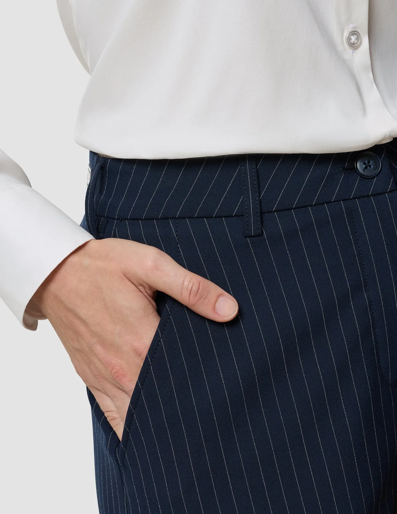 Essential Pants Straight Navy Pinstripe