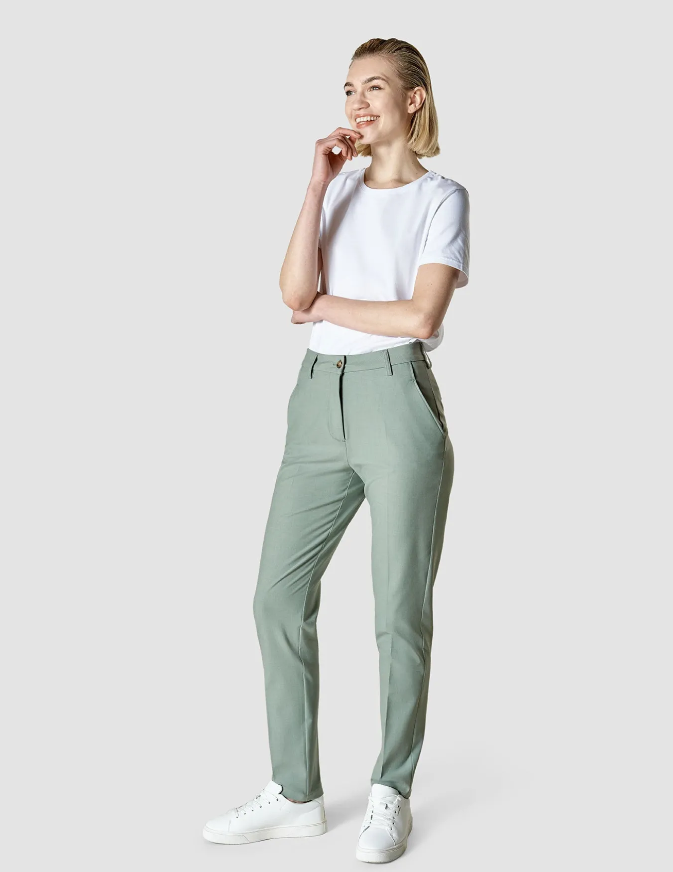 Essential Pants Tapered Calm Green Melange