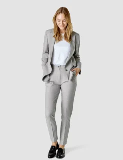Essential Pants Tapered Light Grey Pinstriped