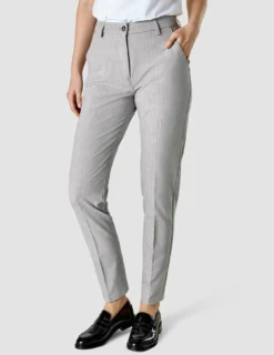 Essential Pants Tapered Light Grey Pinstriped