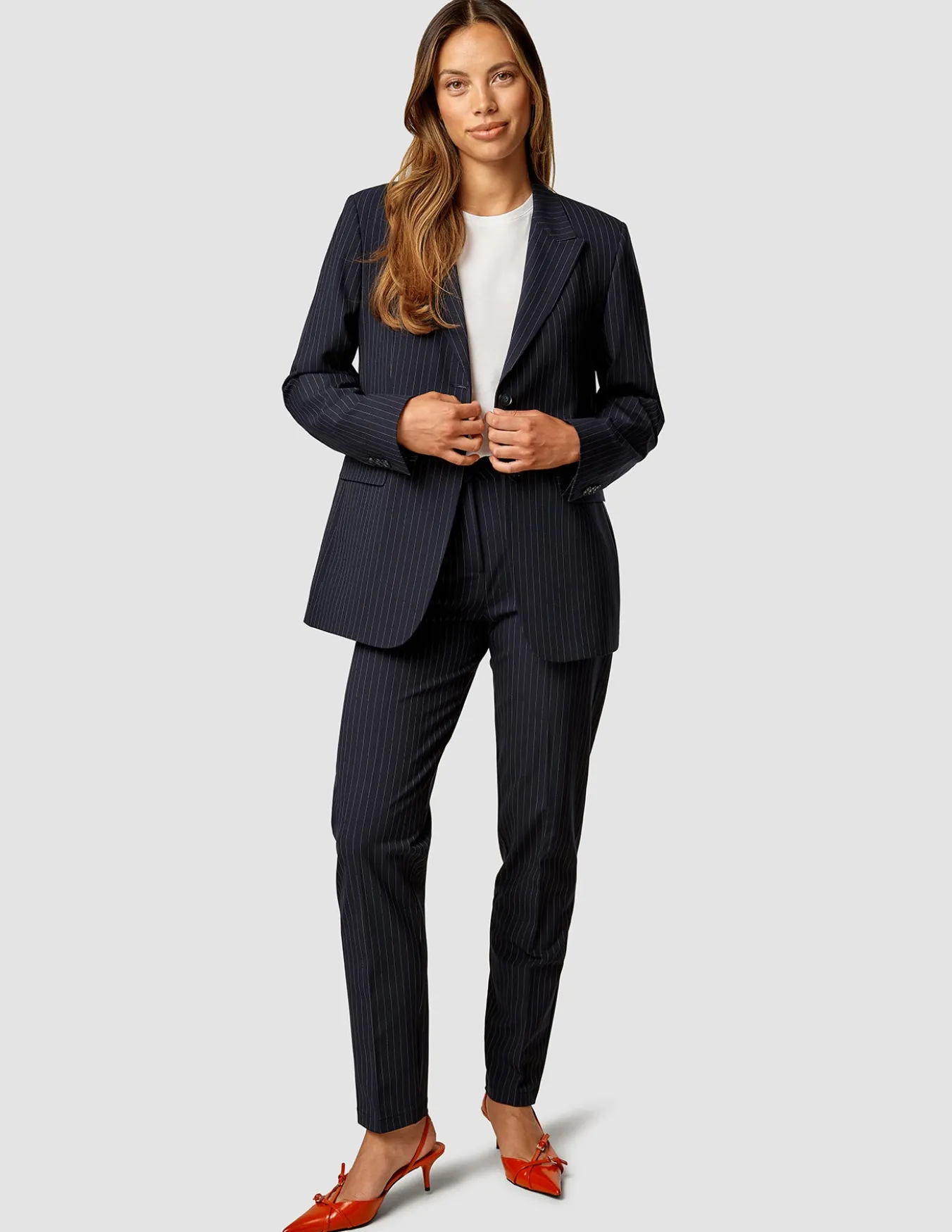 Essential Pants Tapered Navy Pinstripe