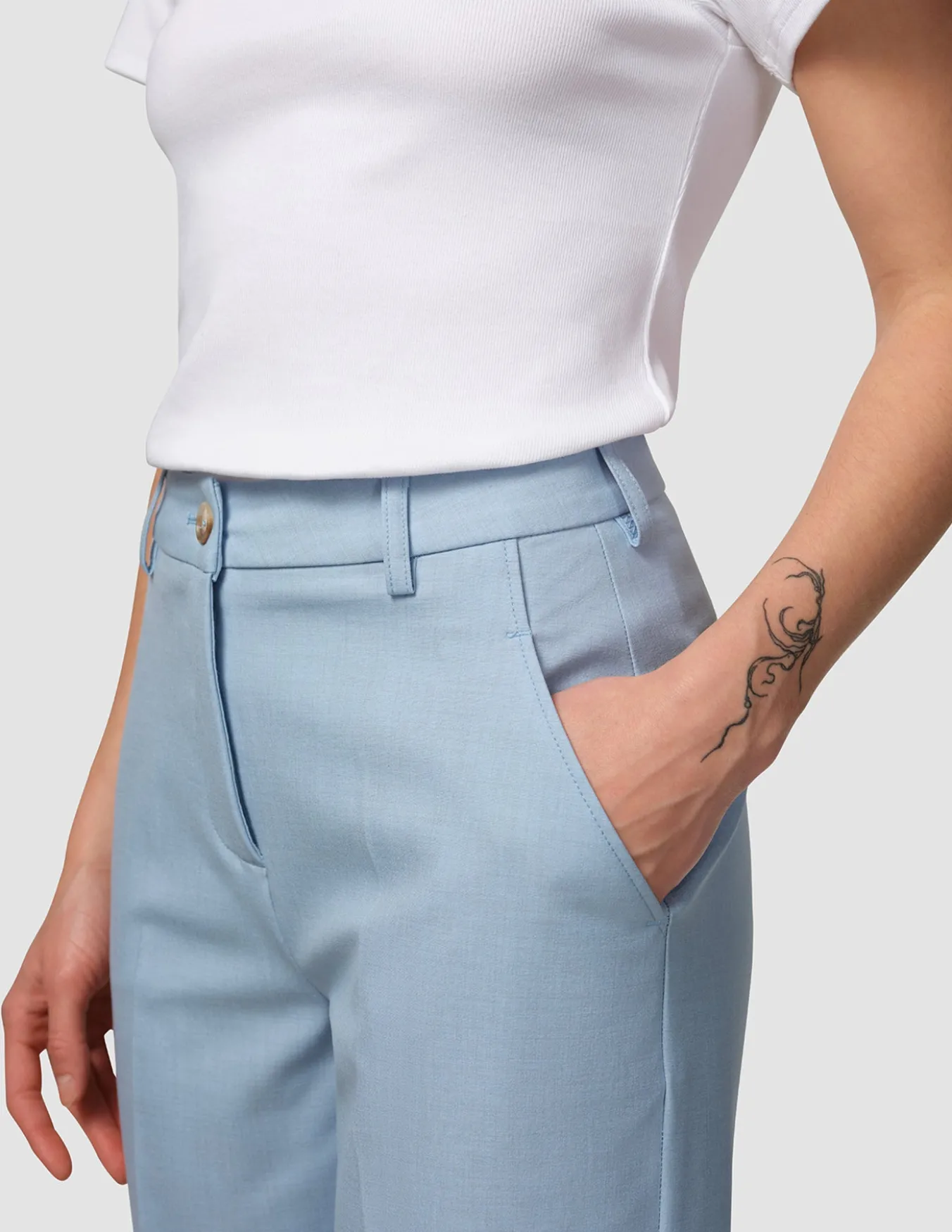 Essential Pants Tapered Sky Blue Melange