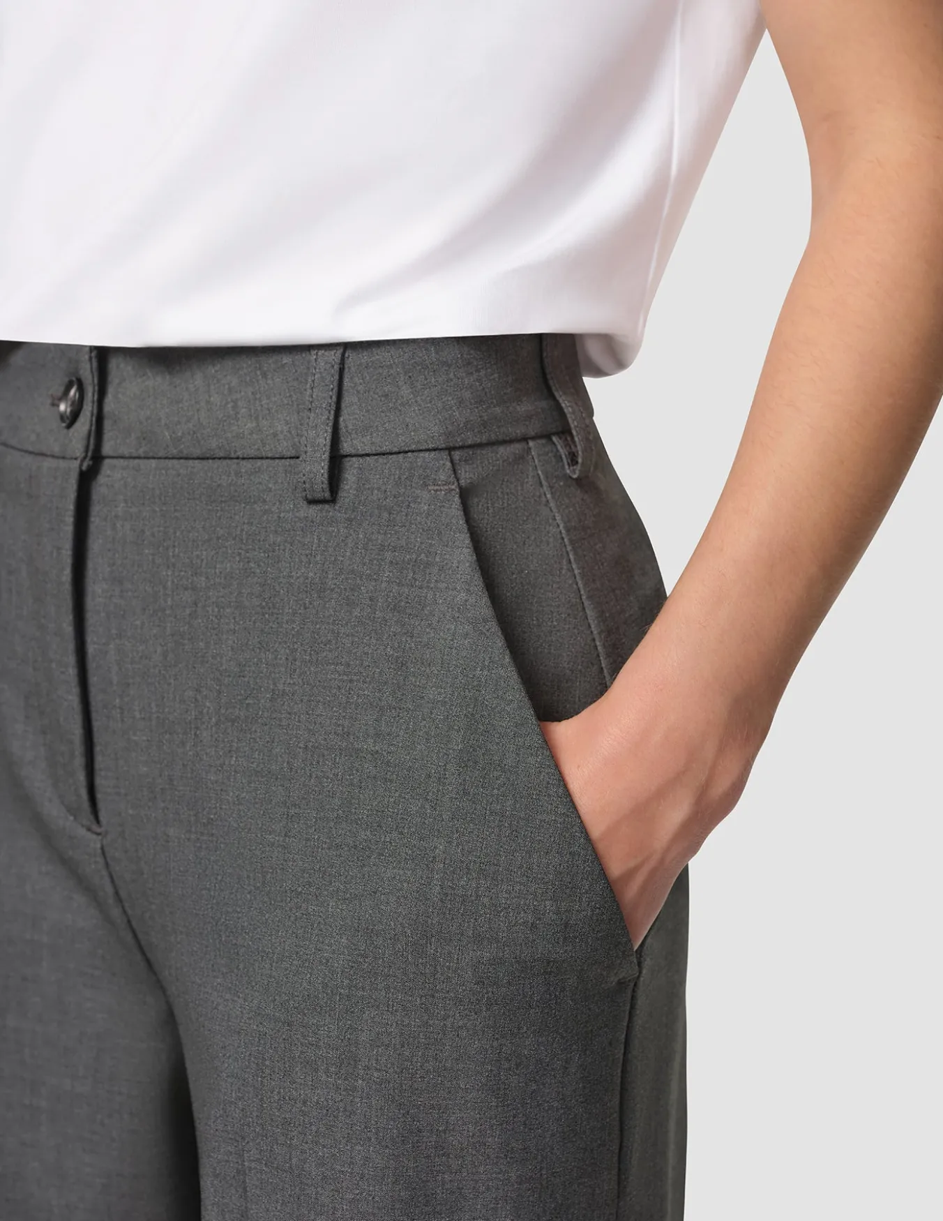 Essential Pants Wide Dark Grey Melange