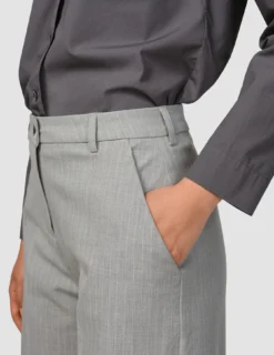 Essential Pants Wide Light Grey Pinstriped