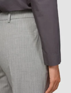 Essential Pants Wide Light Grey Pinstriped