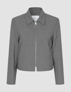 Essential Short Zip Jacket Dark Grey Melange