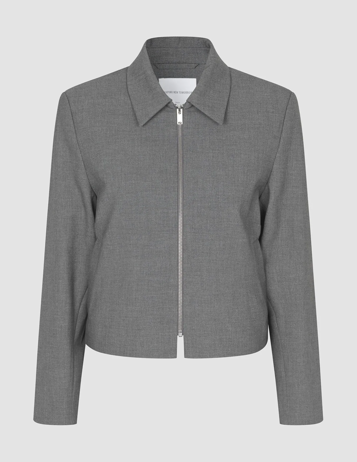 Essential Short Zip Jacket Dark Grey Melange