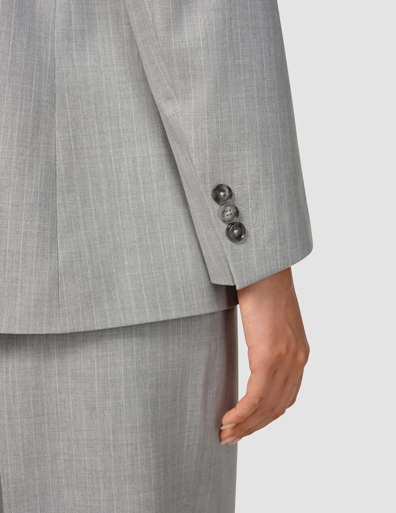 Essential Suit Light Grey Pinstripe Blazer & Wide Pants