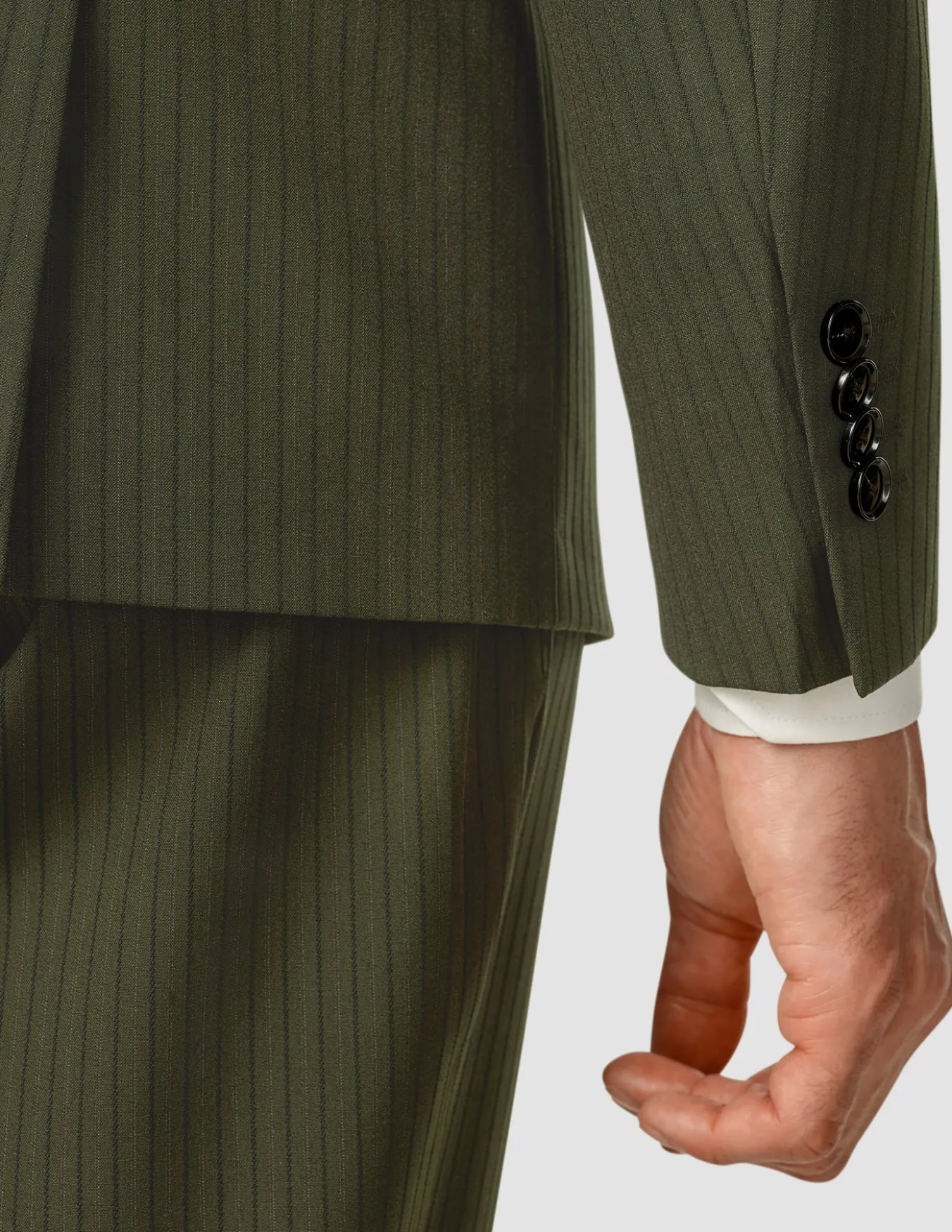 Essential Suit Moss Green Pinstripe