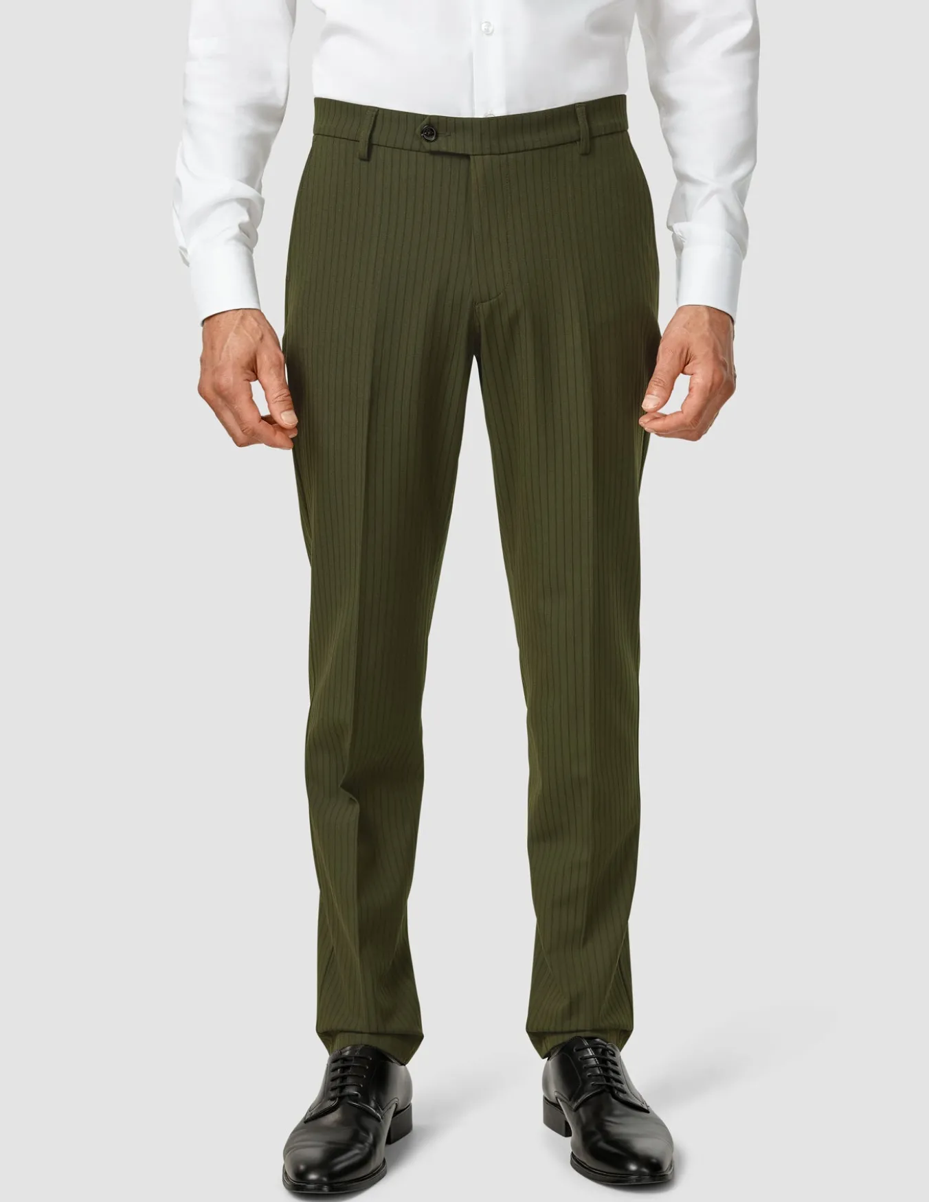 Essential Suit Moss Green Pinstripe
