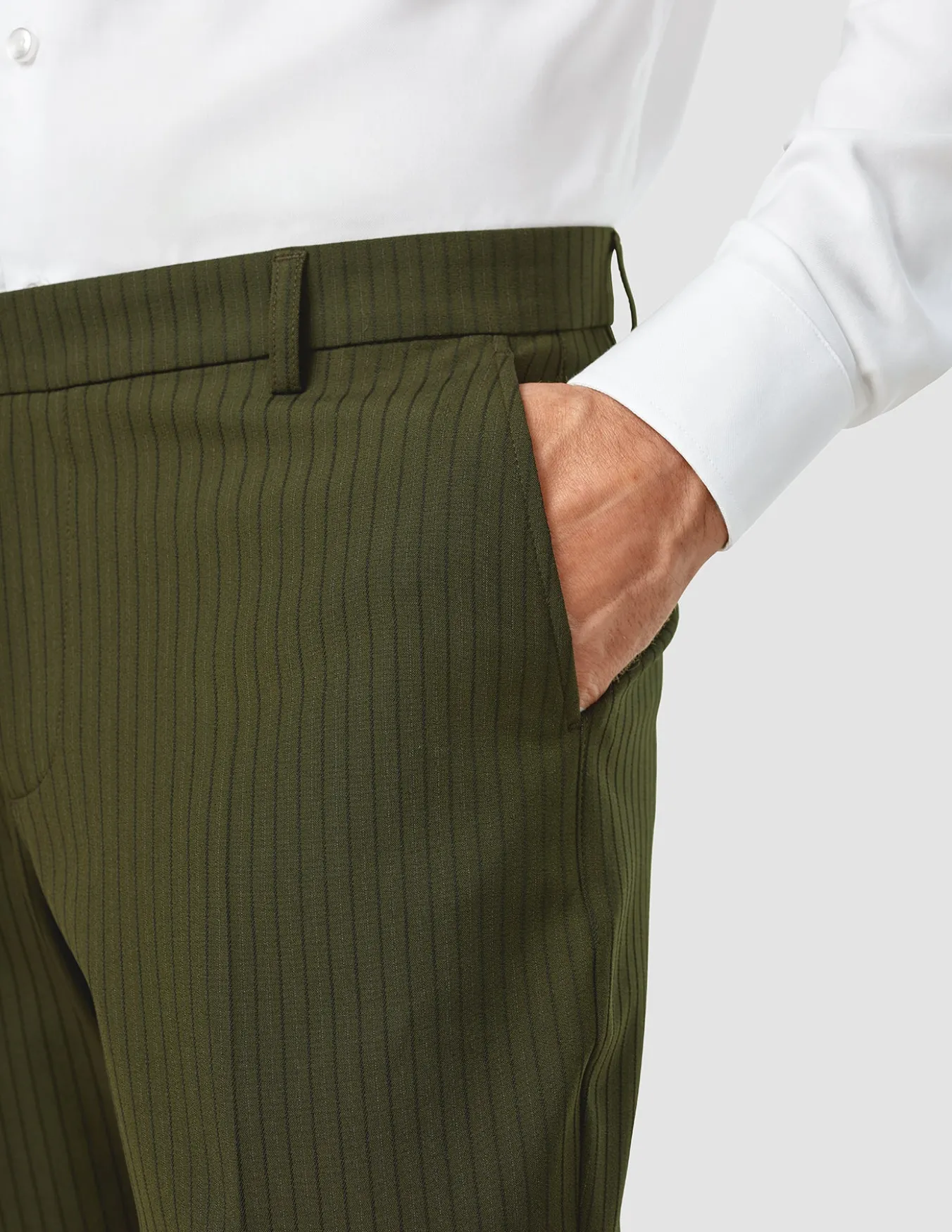 Essential Suit Moss Green Pinstripe