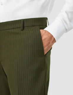 Essential Suit Pants Regular Moss Green Pinstripe