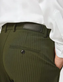 Essential Suit Pants Regular Moss Green Pinstripe