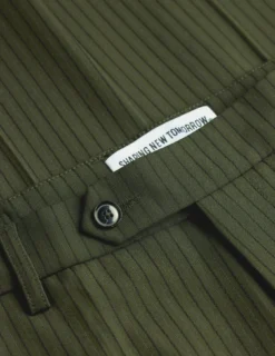 Essential Suit Pants Regular Moss Green Pinstripe