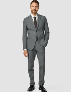 Essential Suit Pants Regular Dark Grey Melange
