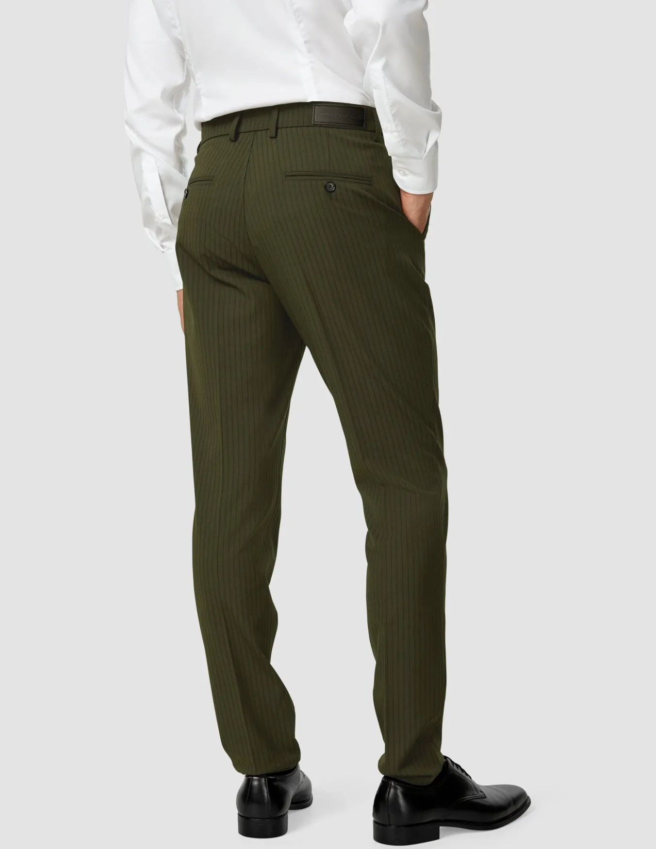 Essential Suit Pants Slim Moss Green Pinstripe