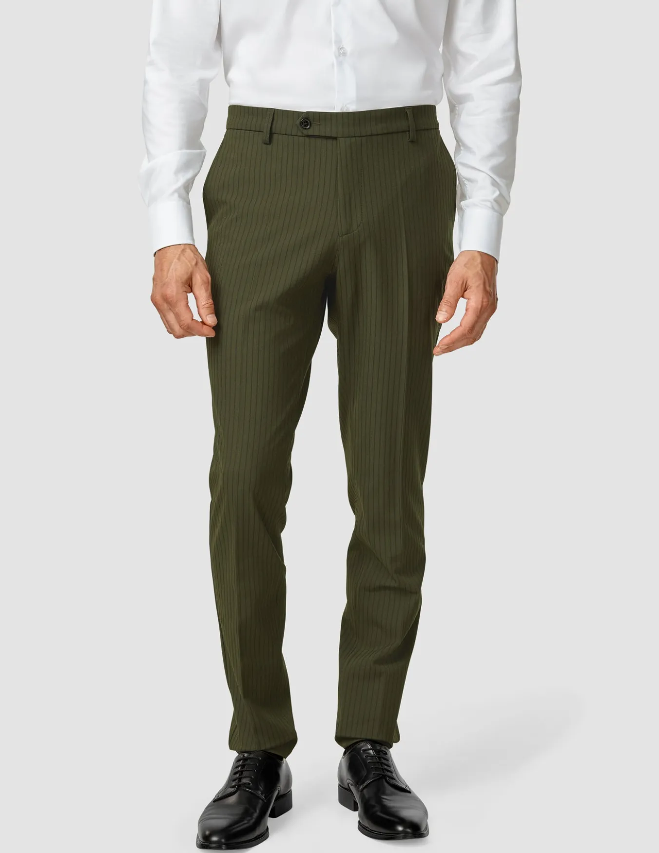 Essential Suit Pants Slim Moss Green Pinstripe