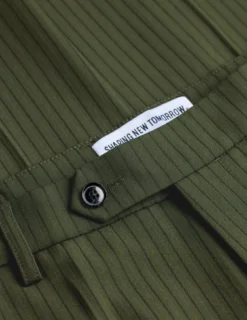 Essential Suit Pants Slim Moss Green Pinstripe