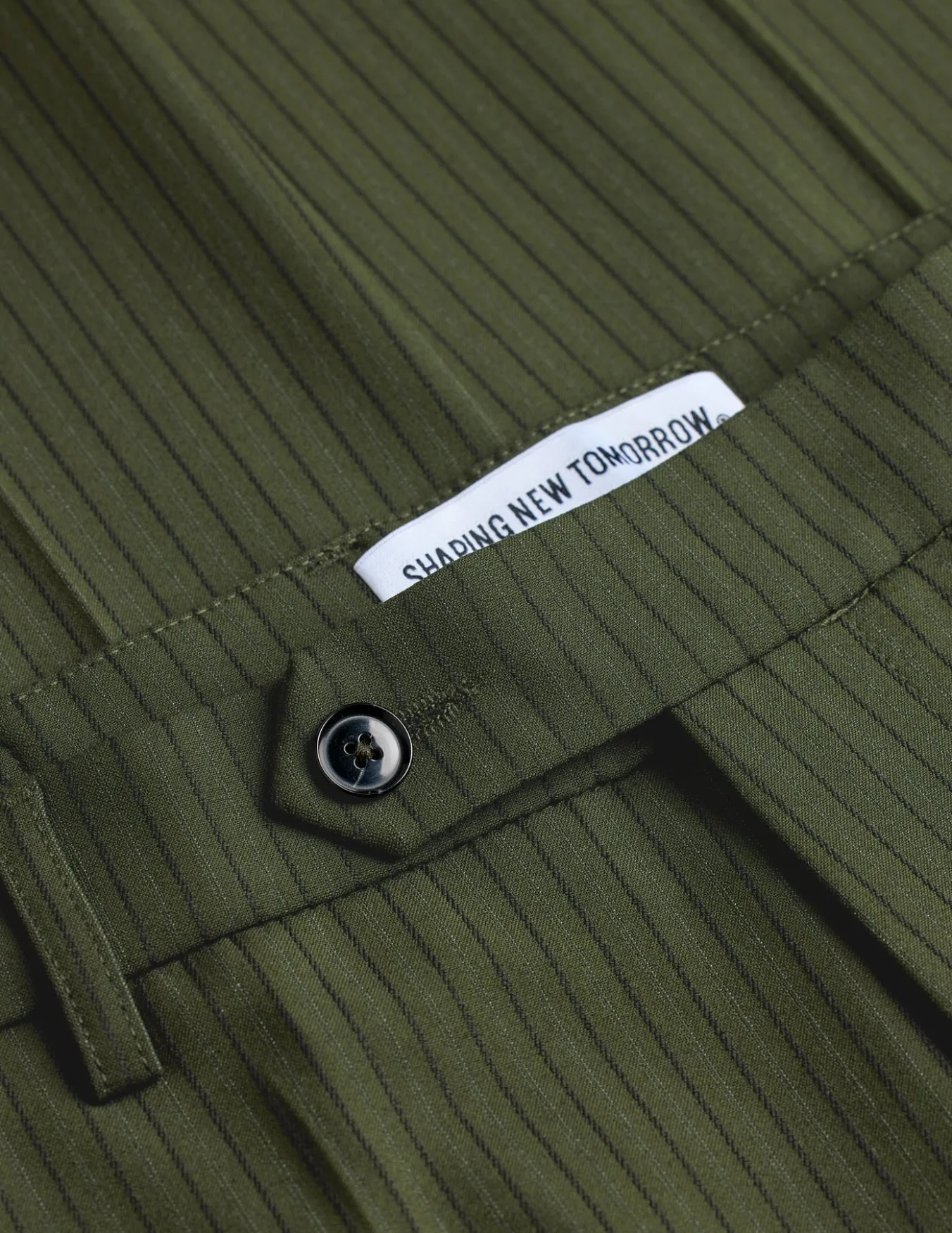 Essential Suit Pants Slim Moss Green Pinstripe