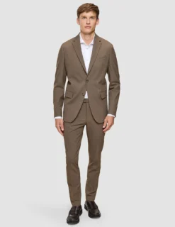 Essential Suit Pants Slim Saddle Brown Melange