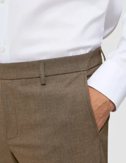 Essential Suit Pants Slim Saddle Brown Melange