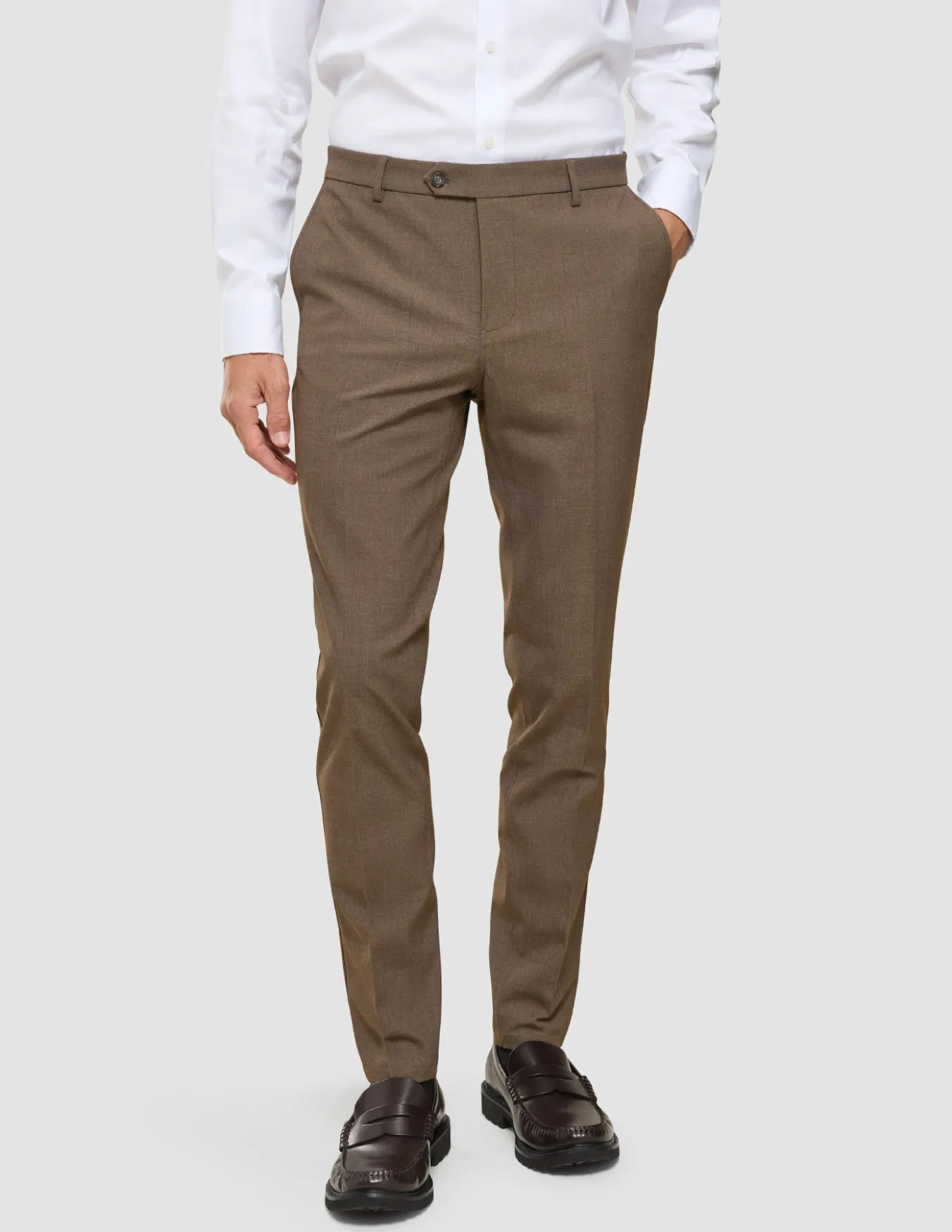 Essential Suit Pants Slim Saddle Brown Melange