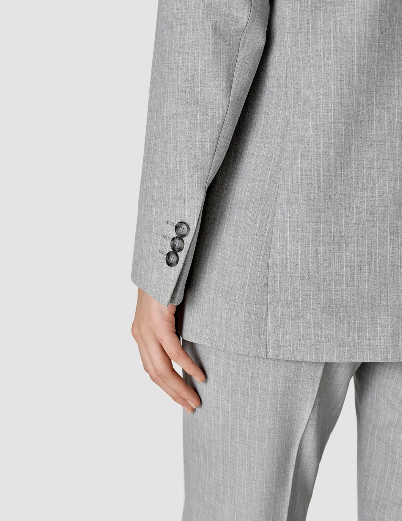 Essential Suit Tapered Light Grey Pinstriped