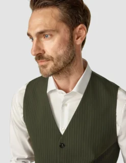 Essential Vest Moss Green Pinstripe