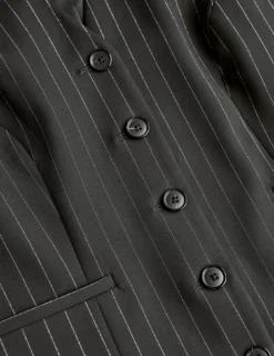 Essential Vest Short Black Silver Pinstripe