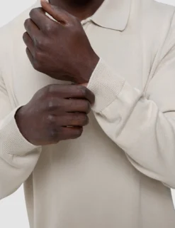 Everyday Knit Long Sleeve Polo Birchwood