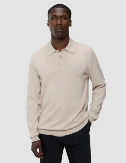 Everyday Knit Long Sleeve Polo Birchwood