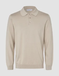 Everyday Knit Long Sleeve Polo Birchwood
