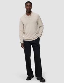 Everyday Knit Long Sleeve Polo Birchwood