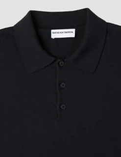 Everyday Knit Long Sleeve Polo Black