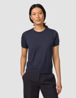 Fine Knit T-shirt Navy