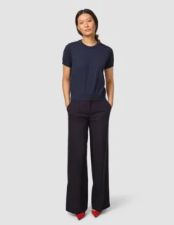 Fine Knit T-shirt Navy