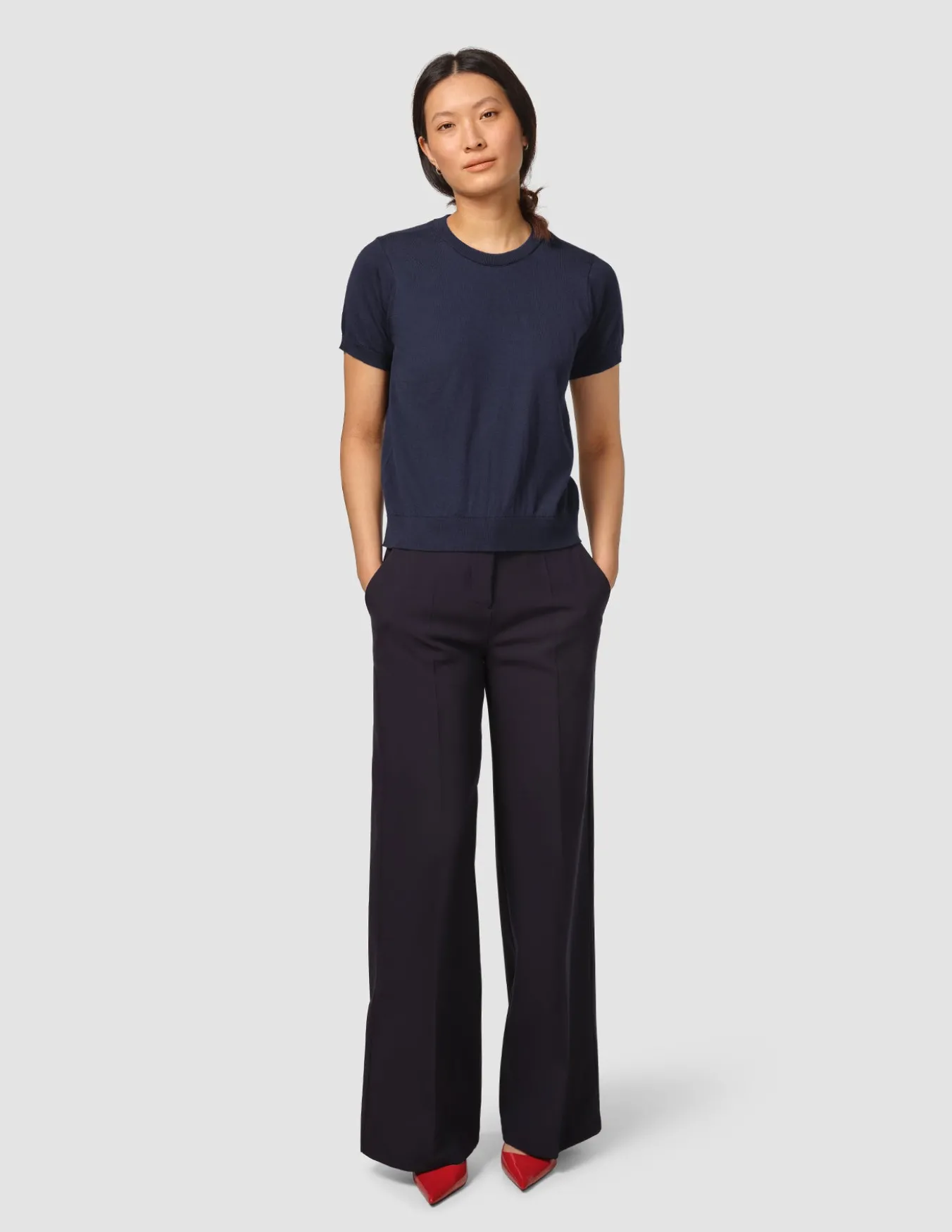 Fine Knit T-shirt Navy