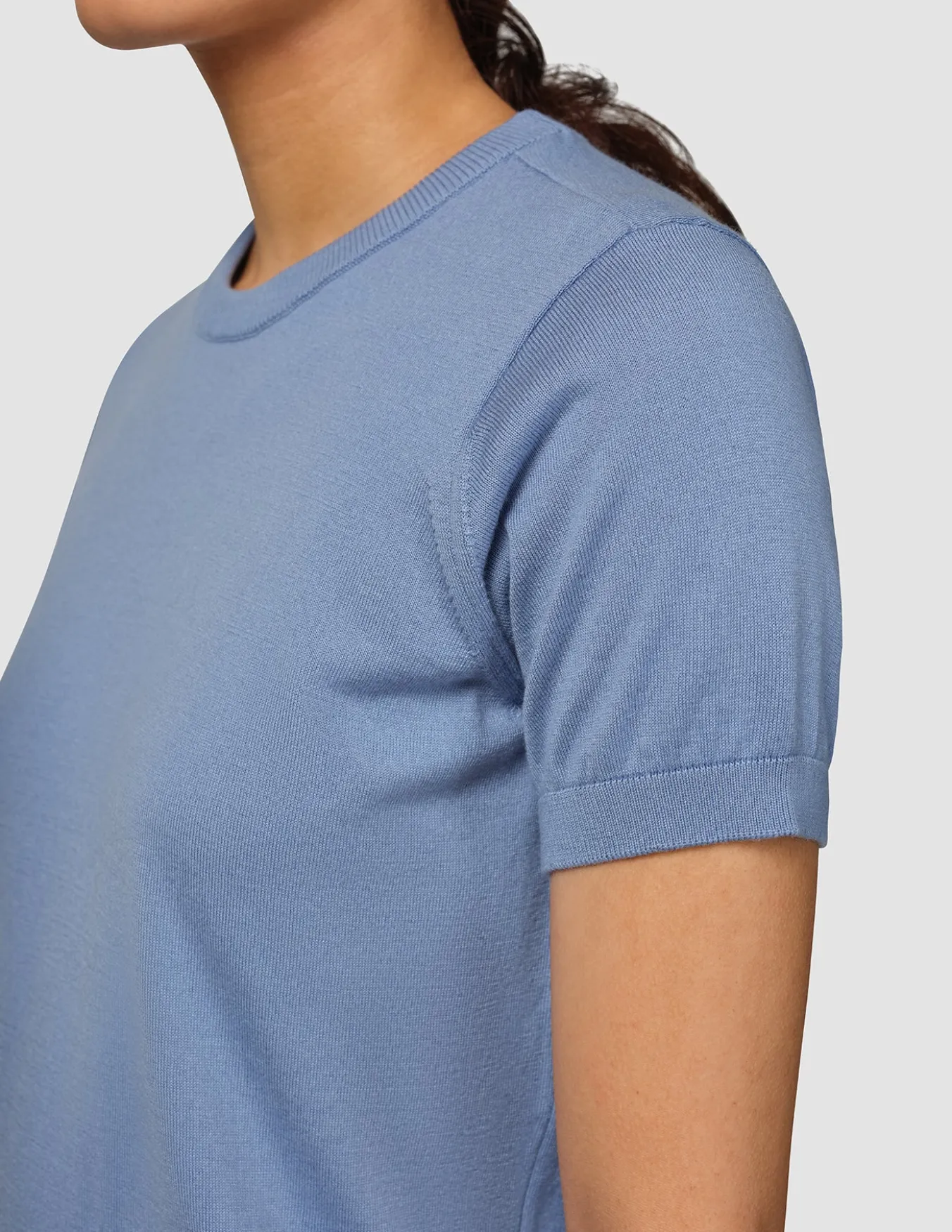 Fine Knit T-shirt Serenity Blue