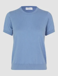 Fine Knit T-shirt Serenity Blue
