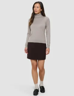 Fine Knit Turtleneck Dark Sand