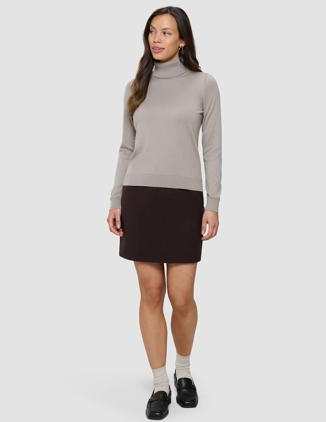 Fine Knit Turtleneck Dark Sand