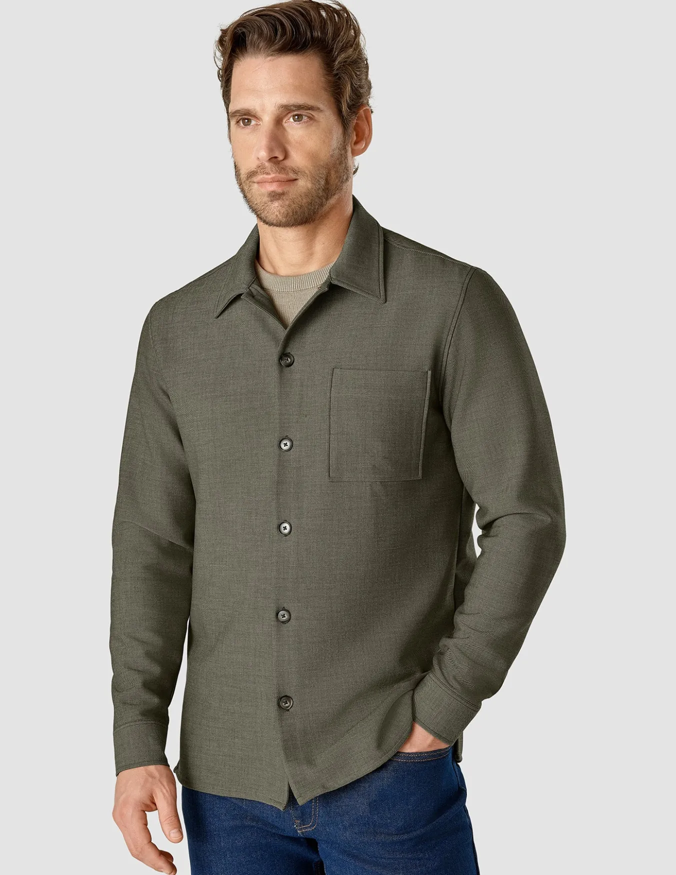 Heavy Edition Transitional Overshirt Remote Green Twill