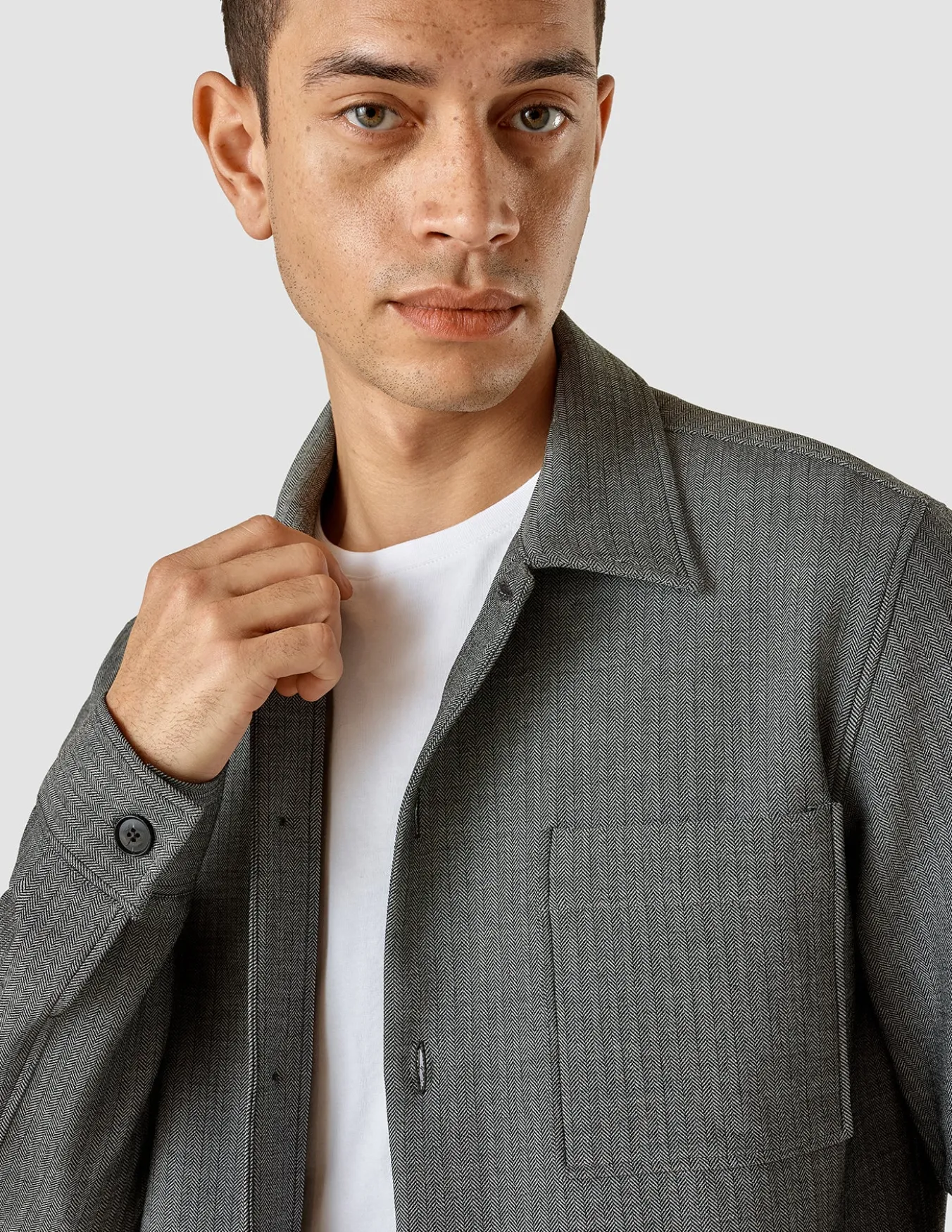 Heavy Edition Transitional Overshirt Grey Herringbone