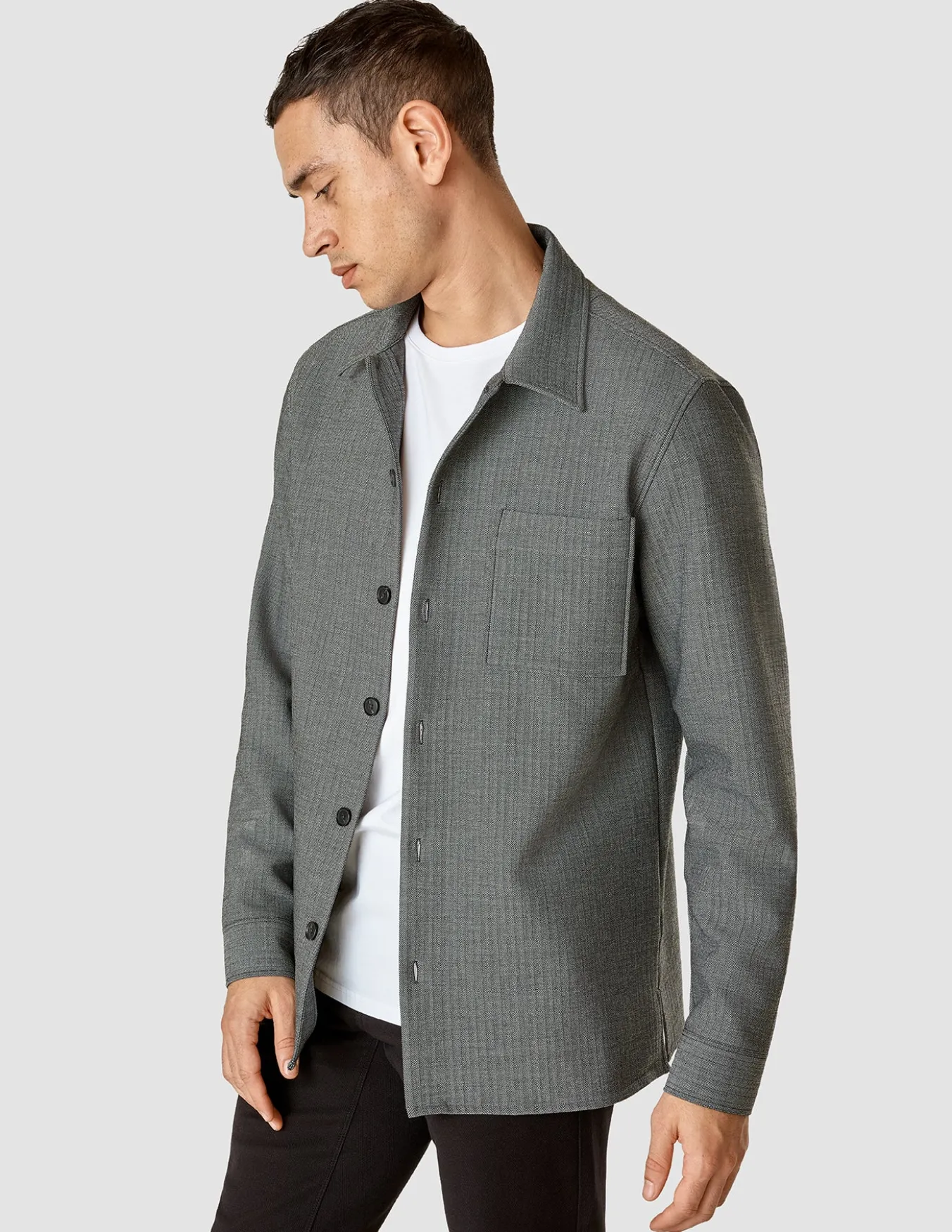 Heavy Edition Transitional Overshirt Grey Herringbone